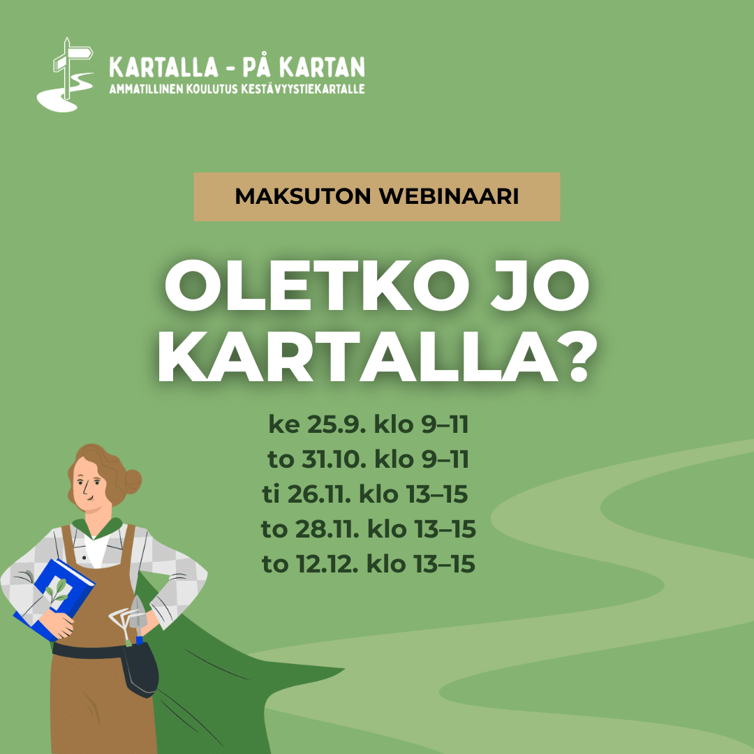 Oletko jo kartalla? -webinaarien mainos